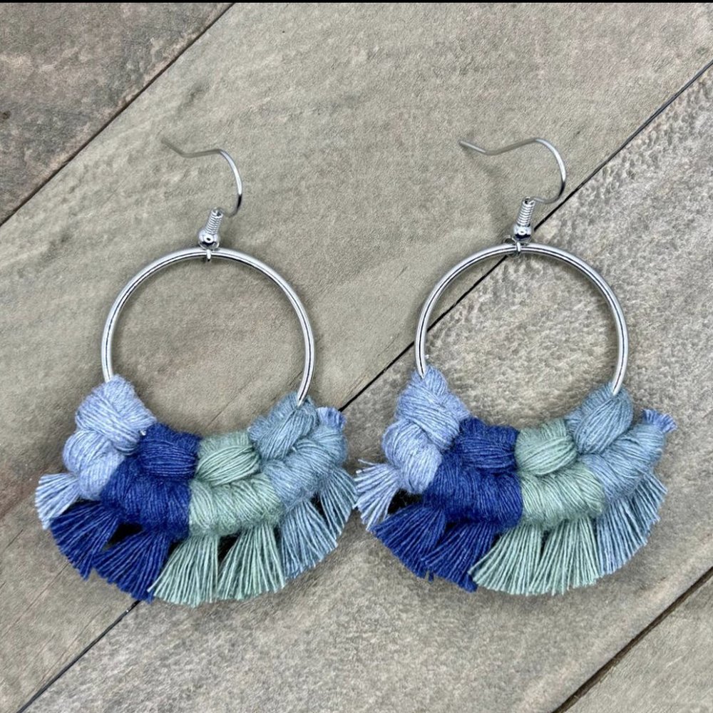 Multicolored  - Blue Green Earrings